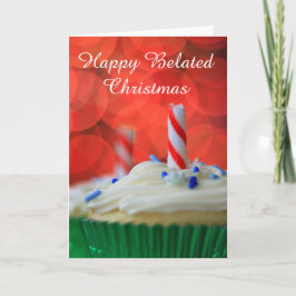 Festividades Cartão de cupcake de Natal feliz e atrasado