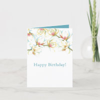 Cartão de Desejo de Aniversário Floral de Aquarela