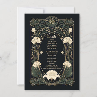 Festividades Cartão de Detalhes de Casamento Elegante Dark Art 