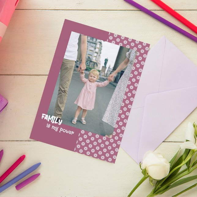 Festividades Cartão de Dia da Família Floral com foto personali (Criador carregado)