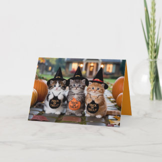 Festividades Cartão de Dia das Bruxas de Gatinho Fofo