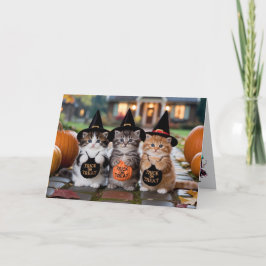 Festividades Cartão de Dia das Bruxas de Gatinho Fofo