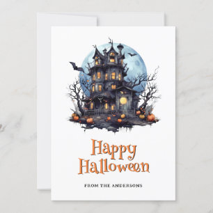 Festividades Cartão de Dia das Bruxas do Fantasma da Casa Assom