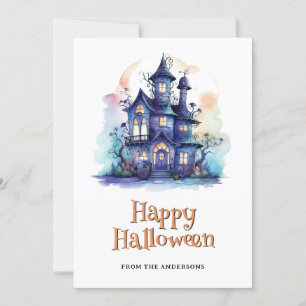 Festividades Cartão de Dia das Bruxas do Fantasma da Casa Assom