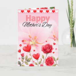 Festividades Cartão de Dia das Mães Corações e Rosas