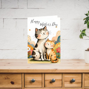 Festividades Cartão de Dia das Mães de Gato Fofo