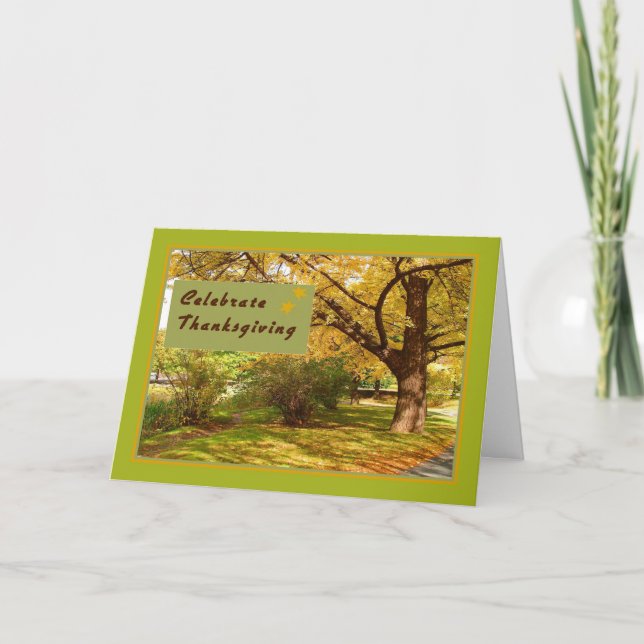Festividades Cartão de Dia de Ação de Graças com Cena de Queda  (Frente)