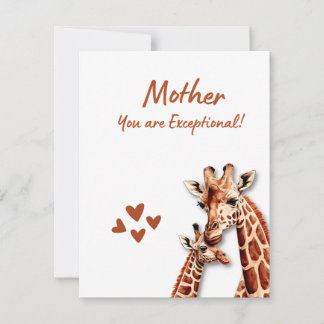 Festividades Cartão de dia de as mães com Girafa e Tema de Bebê
