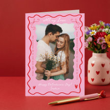 Cartão de Dia dos Namorados com Foto de Casal Rosa