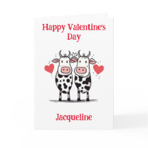 Cartão de Dia dos Namorados de Vaca Engraçado Pers