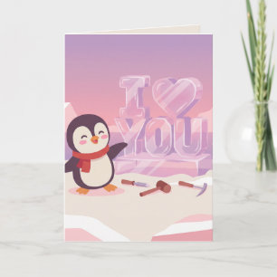 Festividades Cartão de Dia dos Namorados do Pingüim Fofo Eu Te