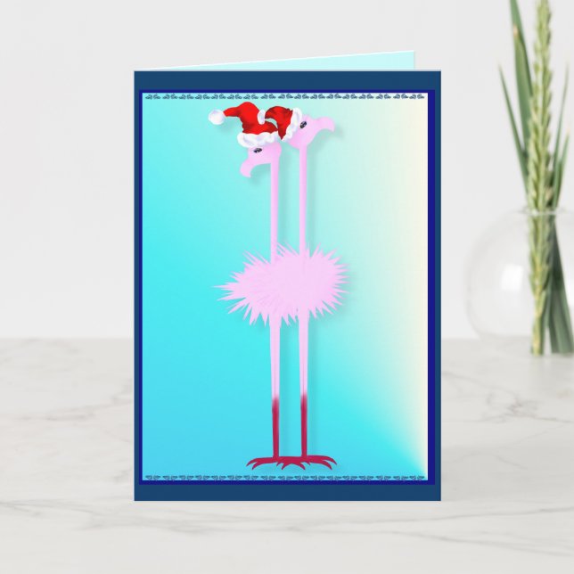 Festividades Cartão de dois flamingos do Natal (Frente)