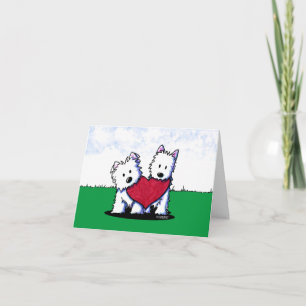 Festividades Cartão de Duo Westie de Coração