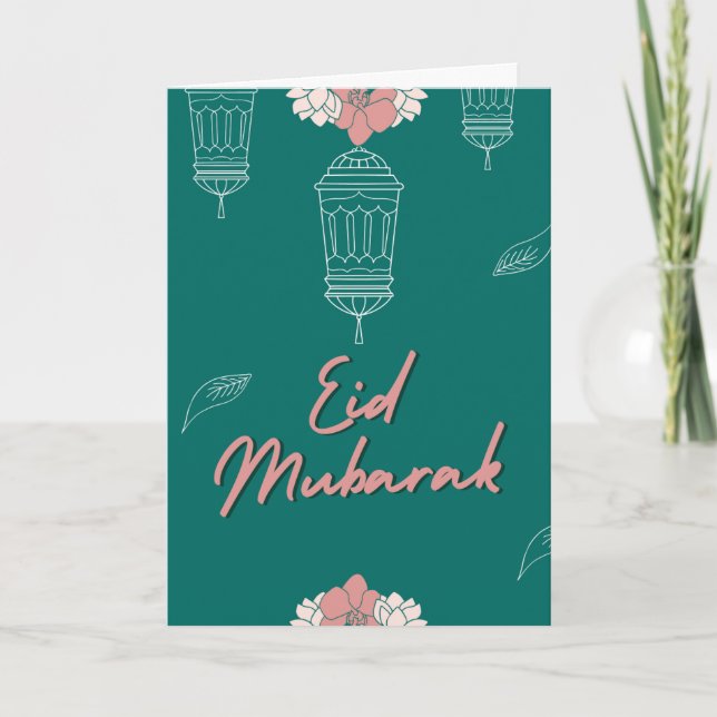 Festividades Cartão De Eid Mubarak Moderno E Custa Personalizad (Frente)
