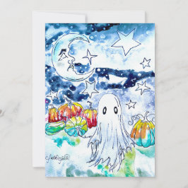 Festividades Cartão de Fantasma de Halloween Fofo
