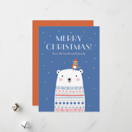 Festividades Cartão de Felitações do Urso Polar. Índigo
