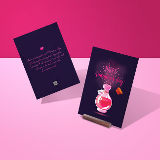 Festividades Cartão de Feliz Dia dos Namorados com Garrafa de P