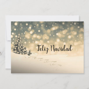Festividades Cartão de Feliz Navidad com Árvore Sempre-Verde na