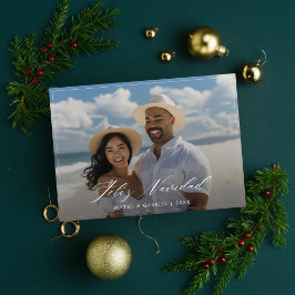 Festividades Cartão de Feliz Navidad com Foto de Casal Simples 