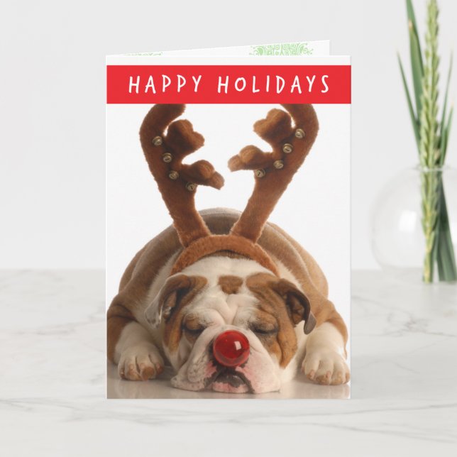 Festividades Cartão de Feriado Bulldog (Frente)