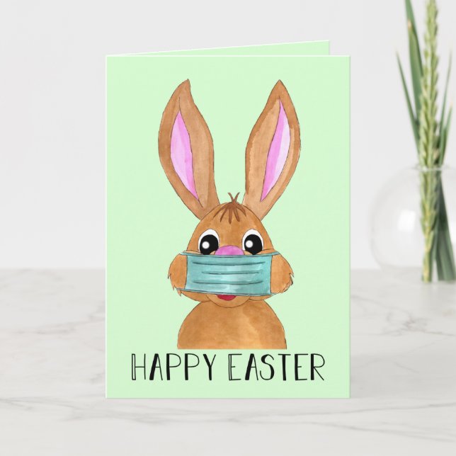 Festividades Cartão de Feriado Bunny com máscara de Felz pascoa (Frente)