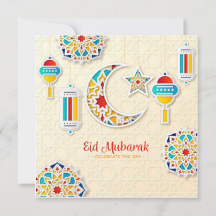 Festividades Cartão de Feriado Colorido Eid Mubarak