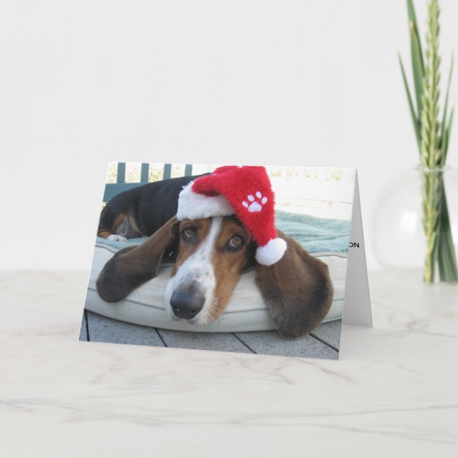 Festividades Cartão de Feriado com Basset Hound (Frente)