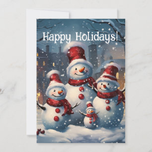 Festividades Cartão de Feriado da Família Snowman Sorridente