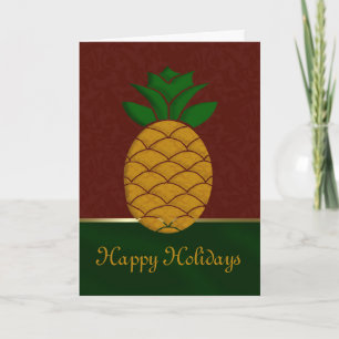 Festividades Cartão de Feriado Damask Pineapple