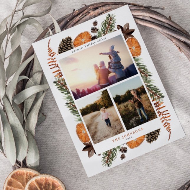 Festividades Cartão de Feriado de 3 Fotografias Boho Winter Cit (Criador carregado)