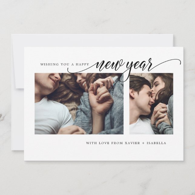 Festividades Cartão de Feriado de Ano Novo de Colagem Moderna (Frente)