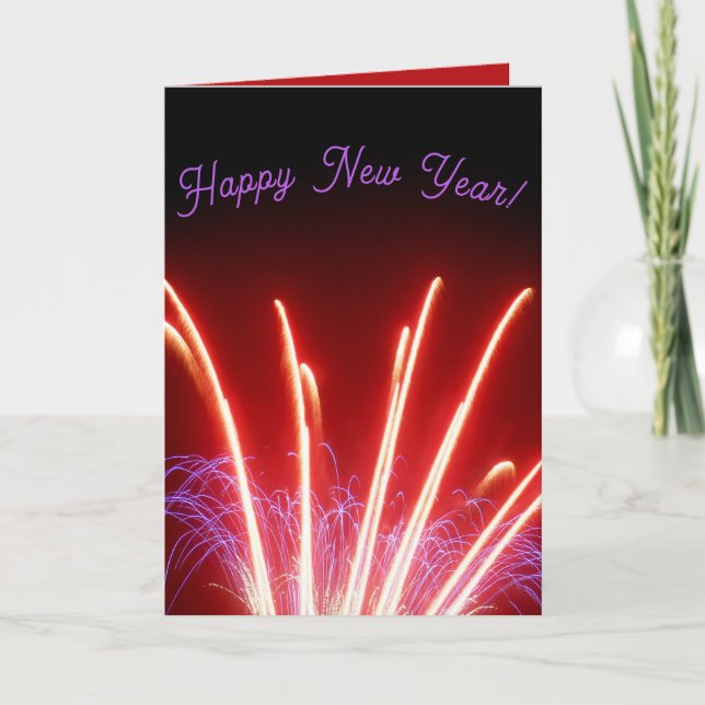 Festividades Cartão de Feriado de Ano Novo do Fogos de Artifíci (Frente)