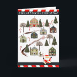 Festividades Cartão de Feriado de Calendário Antecipado de Nata<br><div class="desc">Vila de férias em miniatura apresentando Papai Noel e uma contagem regressiva de 7 dias para o Natal. Editar texto para personalizar facilmente.</div>