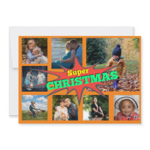 Cartão de Feriado de Colagem da Família Super Chri