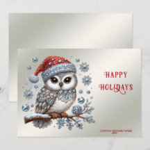 Cartão de Feriado de Coruja de Natal