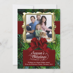 Festividades Cartão de Feriado de Foto de Quadro Pino/Vermelho