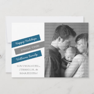 Festividades Cartão de Feriado de Foto Deslizante Moderno (Azul