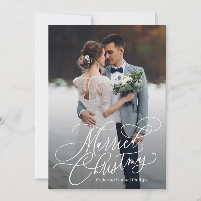 Festividades Cartão de Feriado de Foto do Natal Casado (Frente)
