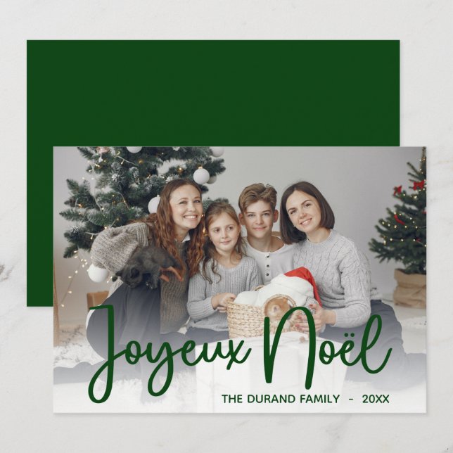 Festividades Cartão de Feriado de Foto do Noel do Script Joyeux (Frente/Verso)