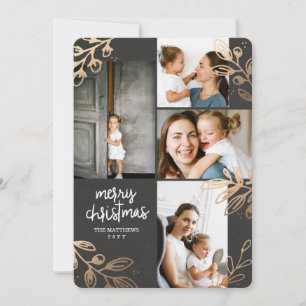 Festividades Cartão de Feriado de Foto Dourado Folha 4