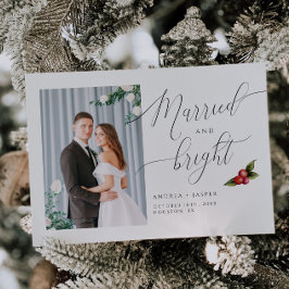 Festividades Cartão de Feriado de Foto Mistletodo Casado e Bril