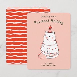 Festividades Cartão de Feriado de Gato de Ilustração Fácil