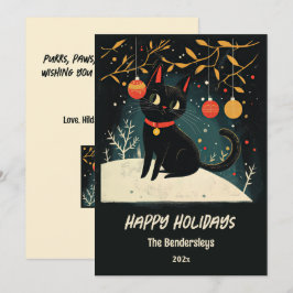 Festividades Cartão de Feriado de Gato Preto Retroativo