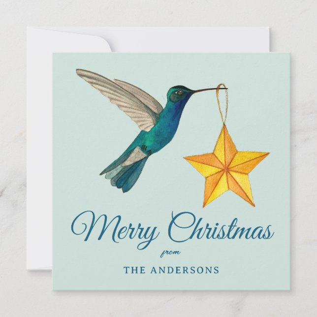 Festividades Cartão de Feriado de Hummingbird de Natal Personal (Frente)