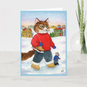 Festividades Cartão de Feriado de Inverno para Rato de Gato Gat
