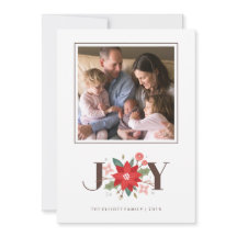 Cartão de Feriado de Joy Flourish - Branco
