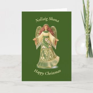 Festividades Cartão de Feriado de Natal do Anjo Celta Irlandês
