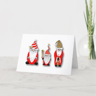 Festividades Cartão de Feriado de Natal Dobrado com Gnomos