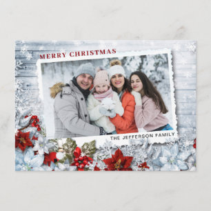 Festividades Cartão de Feriado de Natal Holly Pine Rustic