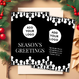 Festividades Cartão de Feriado de Negócio Preto e Branco | Logo